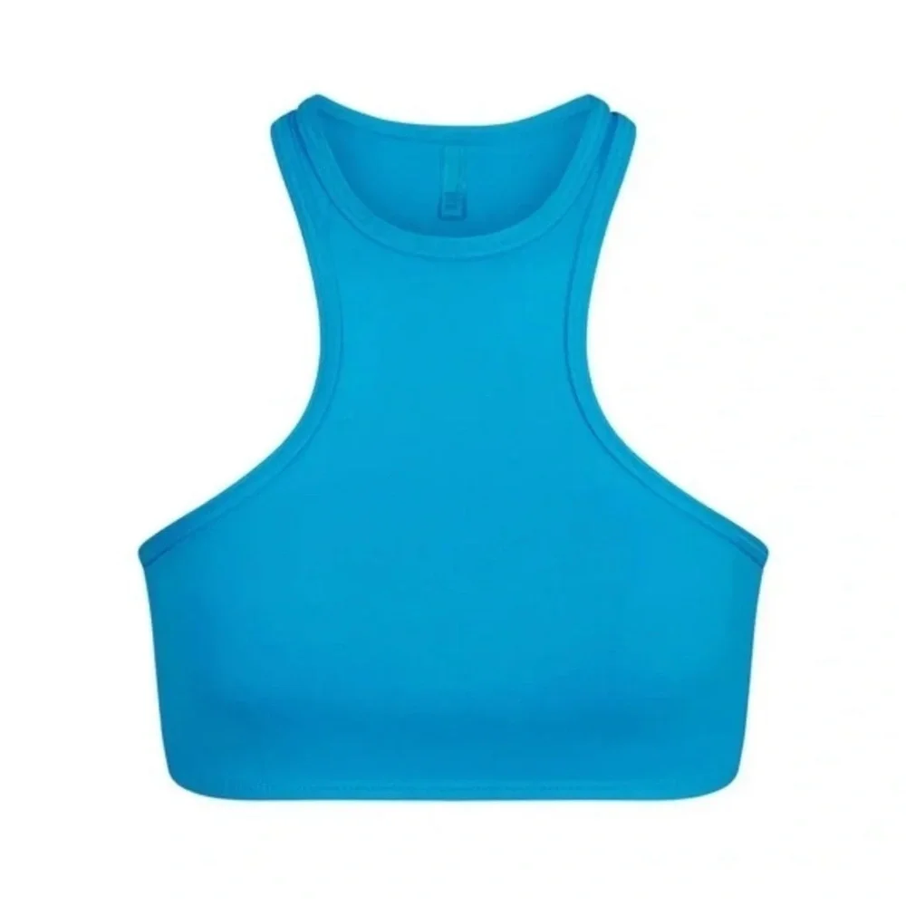 SKIMS Women's Swim High Neck Racerback Top Turquoise size XS
